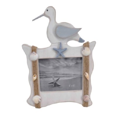 4" x 6" Picture Frame With White and Gray Shore Bird