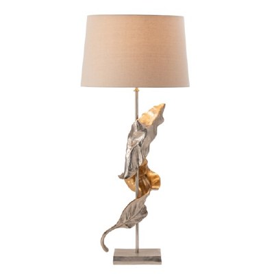 35" Silver and Gold Leaf Table Lamp
