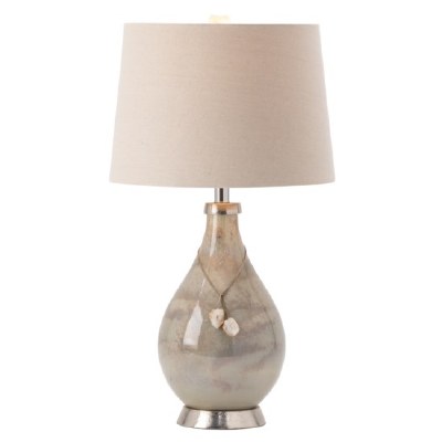 27" Aqua and Silver Glass Table Lamp