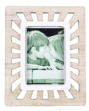 5" x 7" White Washed Rays Openwork Picture Frame