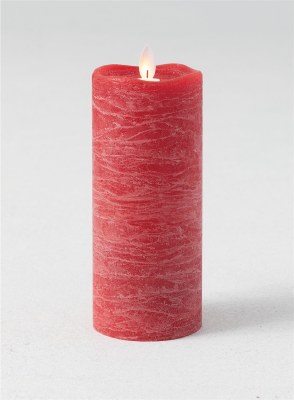 3" x 7" LED Frost Red Pillar Candle