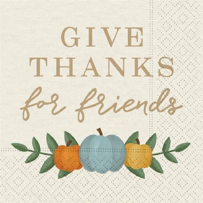 5" Square Give Thanks for Friends Beverage Napkins Fall and Thanksgiving