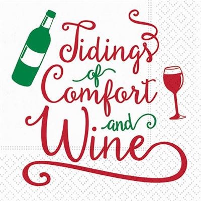 5" Square Tidings of Comfort and Wine Beverage Napkins