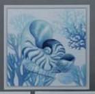 24" Square Blue and White Nautilus Framed Canvas