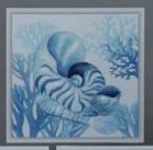 24" Square Blue and White Nautilus Framed Coastal Canvas