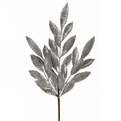 24" Platinum Faux Bayleaf Spray