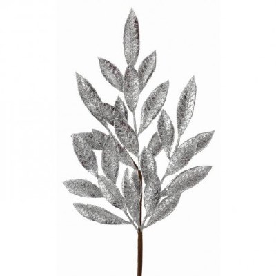 24" Silver Faux Bayleaf Spray