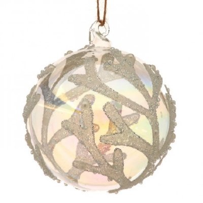 3.5" White Coral Glass Ball Ornament