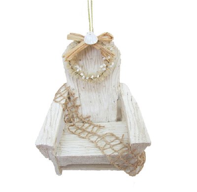 4" Distressed White Finish Beach Chair Ornament