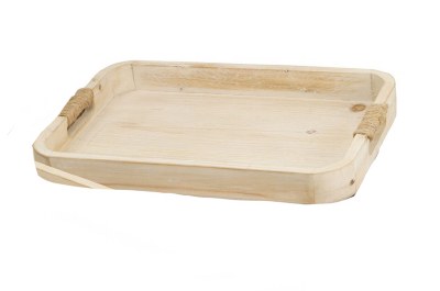 13" x 19" White Washed Wooden Tray