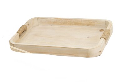 10" x 15" White Washed Wooden Tray