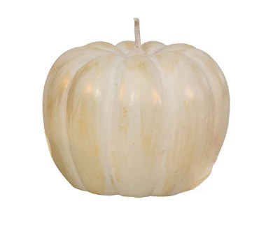 5" x 3" White and Gold Unscented Pumpkin Candle Fall and Thanksgiving Decoration