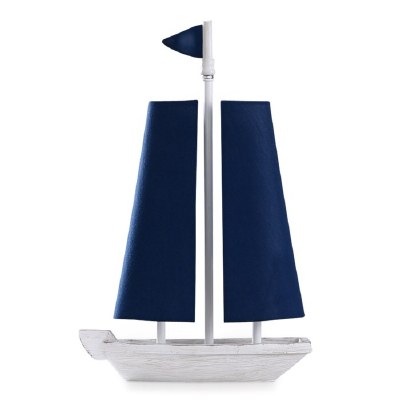 20" Distressed White and Navy Sailboat Table Lamp