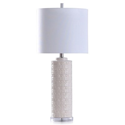 30" White Cylinder Ceramic Table Lamp