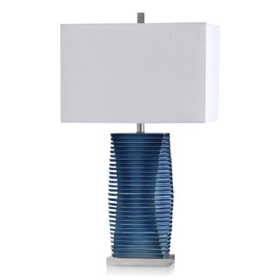 32" Dark Blue Rib Ceramic Table Lamp