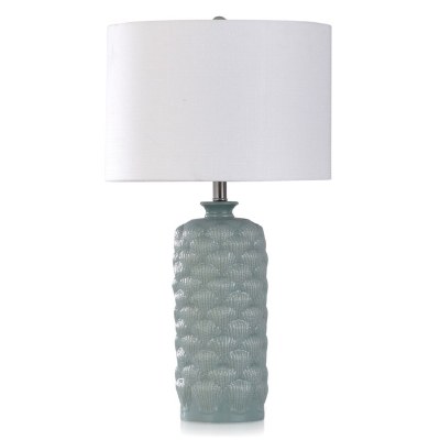 29" Seafoam Green Shell Cylinder Ceramic Table Lamp