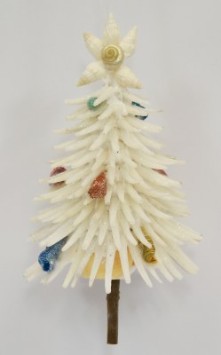 5" White Tusk Tree With Colorful Ornaments Ornament
