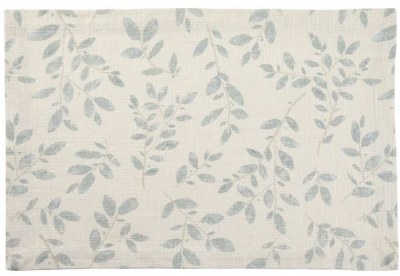 13" x 19" Distressed White and Blue Leaves Emmy Fabric Placemat