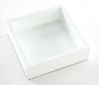 6" Square White Lacquer Beverage Napkin Holder