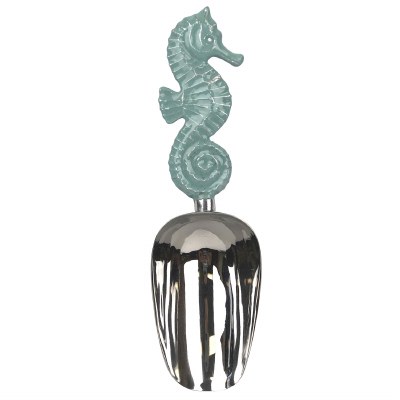 9" Aqua and Silver Seahorse Ice Cream Scoop