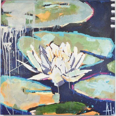 30" Square One Waterlily Canvas