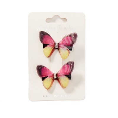 Set of 2 Red and Yellow Butterfly Hair Clips