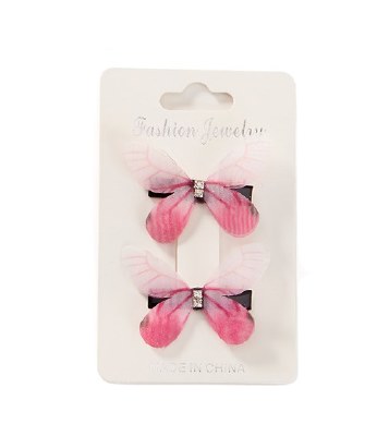 Set of 2 White and Pink Butterfly Hair Clips