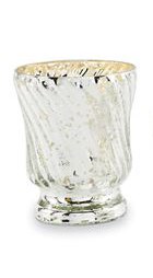 2.75" Silver Ribbed Votive by Mud Pie