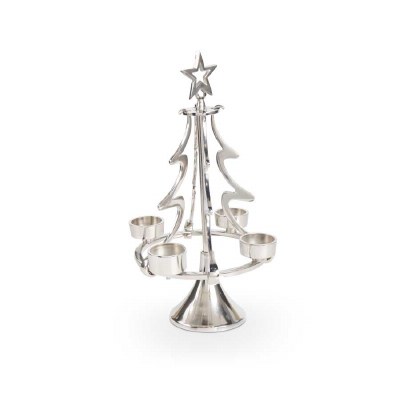 14" Silver Tree Tealight Holder