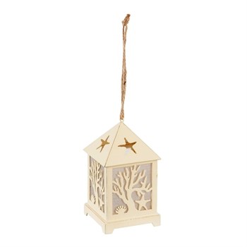 4" LED Beige Coral Lantern Ornament