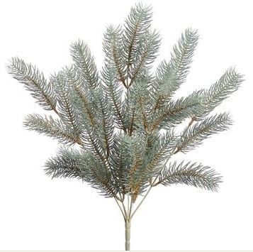 18" Faux Green Frosted Round Tip Pine Bush