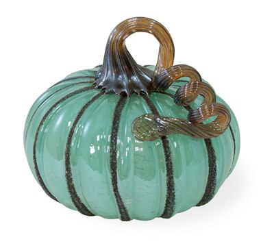 5" Blue Glass Pumpkin Fall and Thanksgiving Decoration