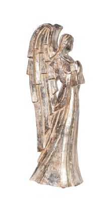 18" Distressed Silver Angel Figurine