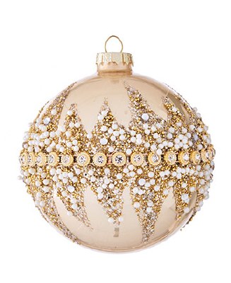 3" Gold Bead Ball Ornament Glass