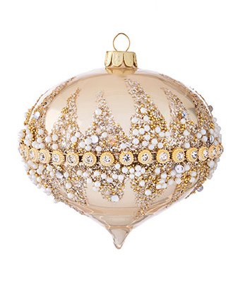 3" Gold Bead Onion Ornament Glass
