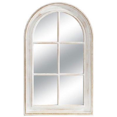 47" White Washed Bead Rim Arch Mirror