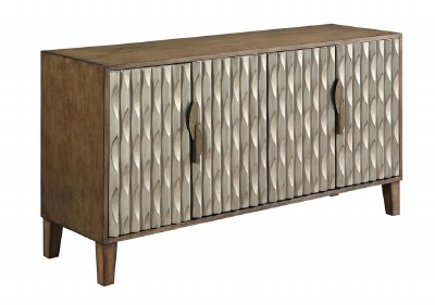 58" Silver and Brown Four Door Credenza