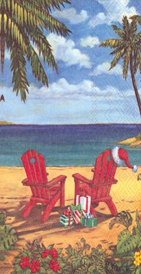 Two Red Adirondack Chairs Guest Towel