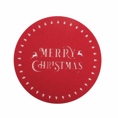 14" Round Red Merry Christmas Placemat