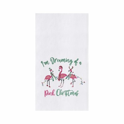 18" x 27" Flamingo Pink Christmas Kitchen Towel
