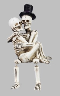 5" Skeleton Couple With Top Hat Halloween Decoration
