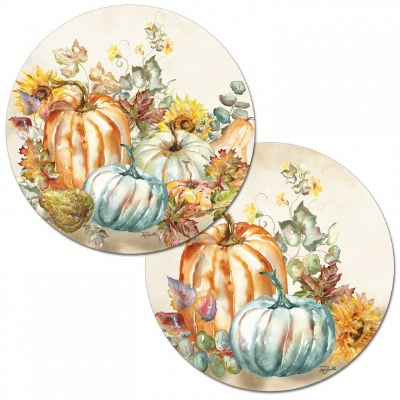 13.5" Round Harvest Pumpkins and Sunflowers Placemat  Fall and Thanksgiving