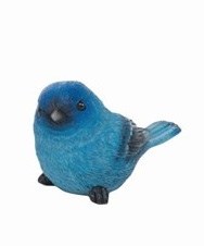 3" Blue Polyresin Bird Looking Right