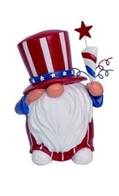 5" Red, White and Blue Uncle Sam Gnome With Cone and Star