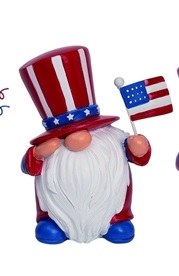 5" Red, White and Blue Uncle Sam Gnome With Flag