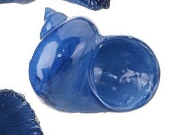 5" Dark Blue Polyresin Faux Ceramic Snail Shell Figurine