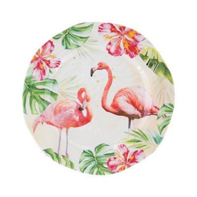 9" Round Flamingo Melamine Plate