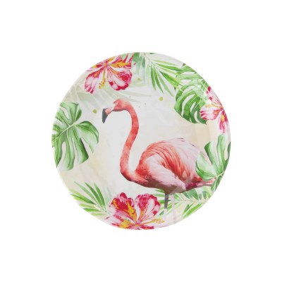 6" Round Flamingo Melamine Plate