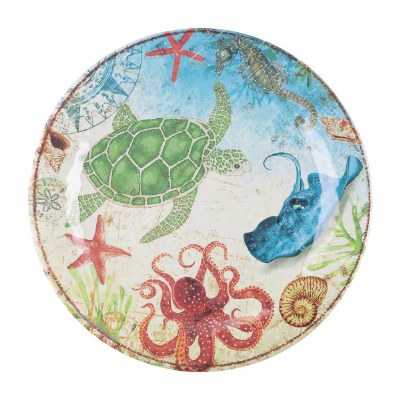 11" Round Sea Turtle Melamine Plate