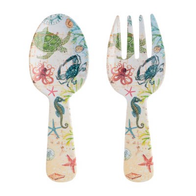 11" Sealife Melamine Salad Server Set